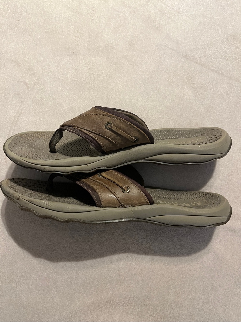 EUC SPERRY Top Siders Men's Leather Flip-Flops - Picture 3 of 12